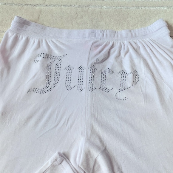 Juicy Couture White Velour Wide Leg Drawstring Pants with side pockets - Picture 5 of 7